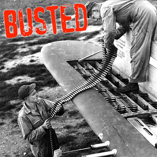 Vintage fabric bolt and WWII ammo belt visual