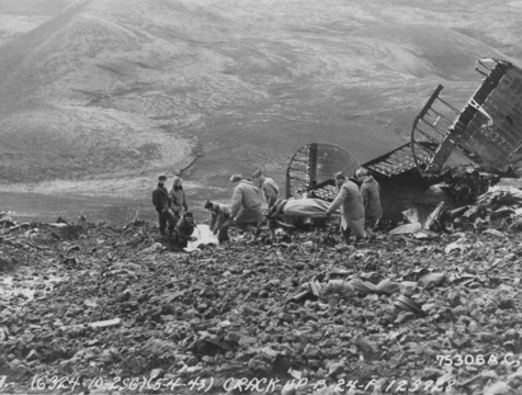Crash site of the B-24 Liberator Hot Stuff on Mt. Fagradalsfjall, Grindavik, Iceland on May 4, 1943